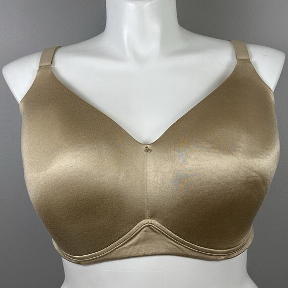 Cacique Lightly Lined No Wire Bra Size 42G Full Coverage Smoothing Beige Shiny - Picture 1 of 11